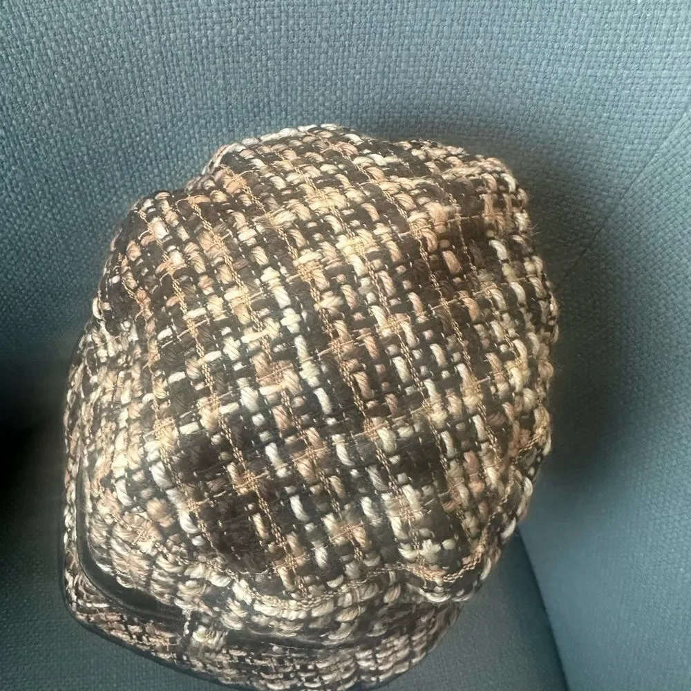 Halogen Tweed & Faux Leather Trimmed Bucket Hat O/S